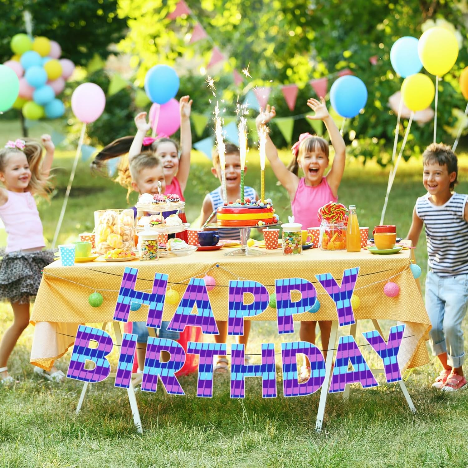 Video Game Happy Birthday Banner Gaming Party Banner for Girls Boys Birthday Party Supplies Decoration Hanging Wall Backdrops Banners for Baby Shower Theme Background Decoration