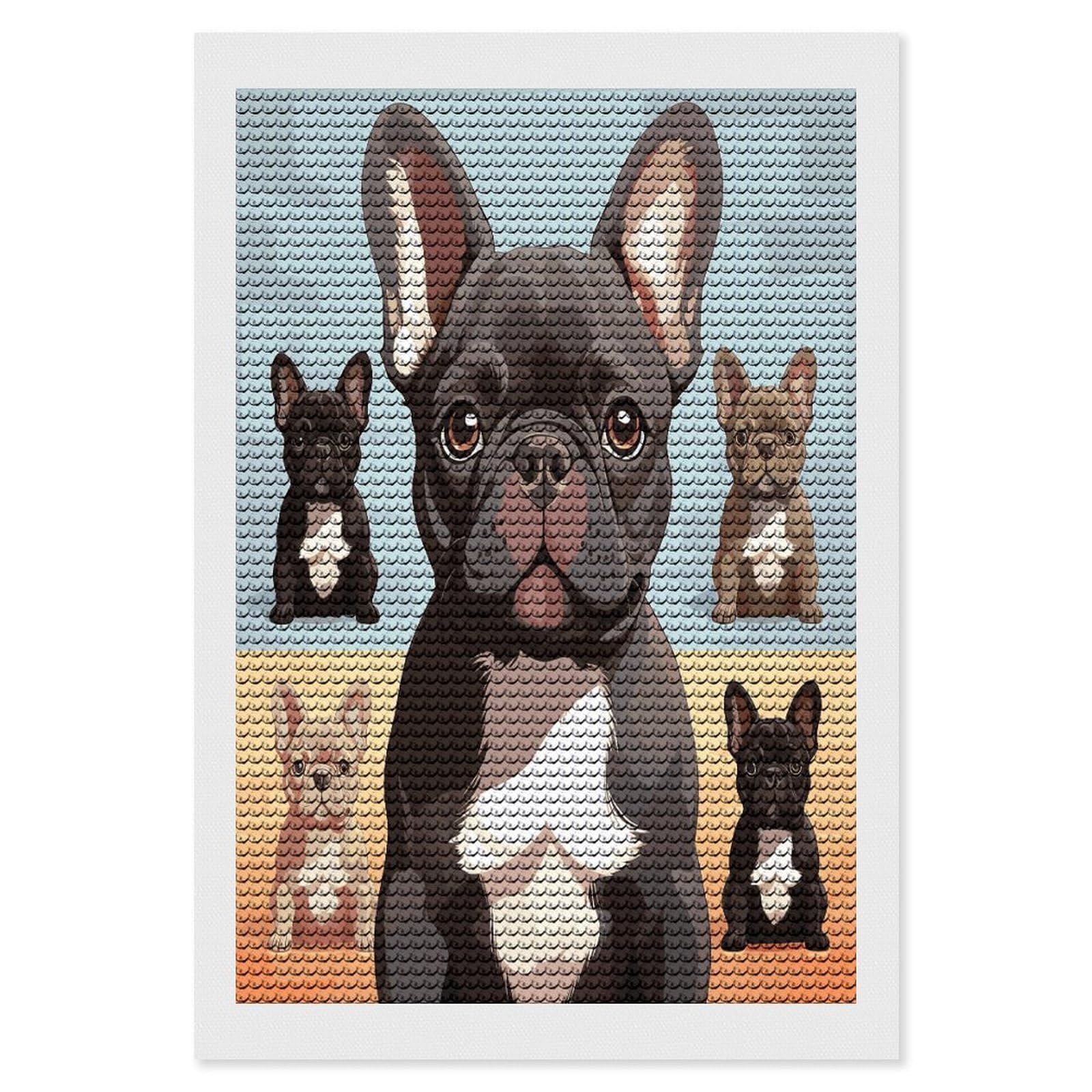 JTREHY French Bulldog Dog Cute Diamond Art Kits Personalized DIY Round Diamond Painting Kits for Beginner Full Drill Diamonds Dots Paintings for Adults Gem Art Crafts Home Decor