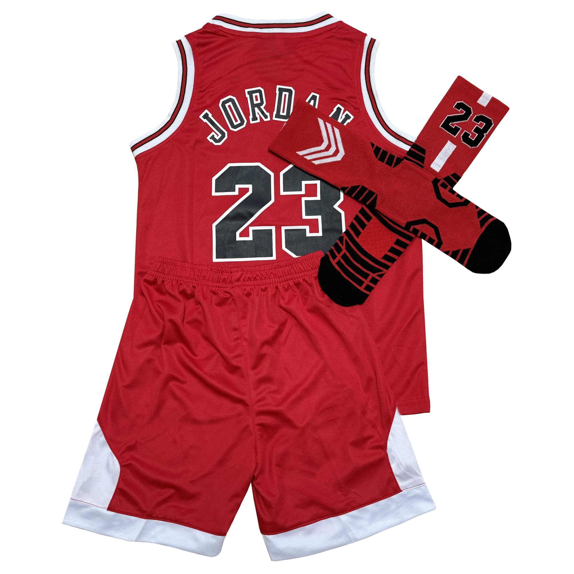 Boys Sports T-Shirt Jersey for Kids Youth Basketball Jersey Short Socks Red/Black Set