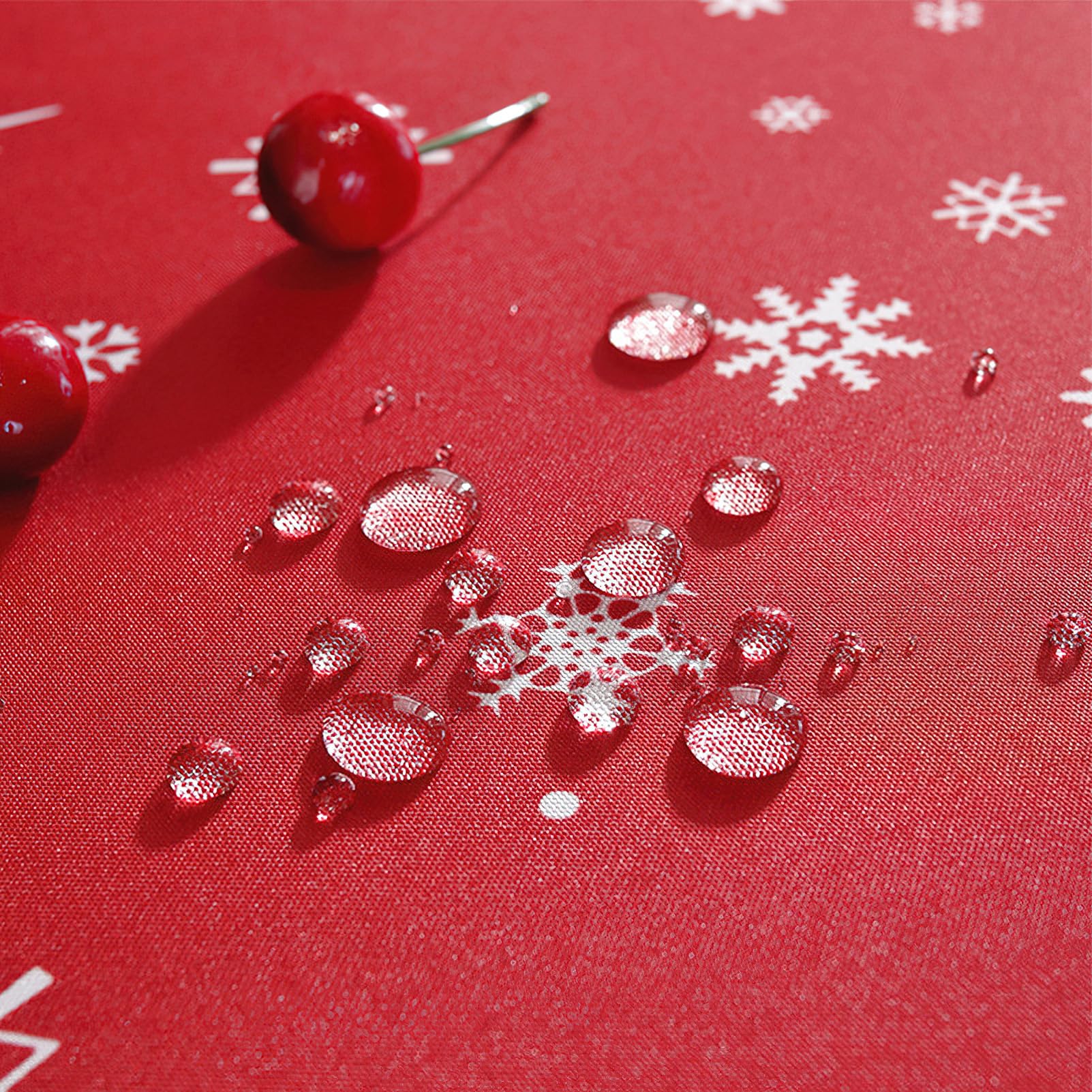 auons Christmas Tablecloth Round 60 Inch, Winter Snowflake Red Washable Table Cloths Christmas Decorations - Image 4