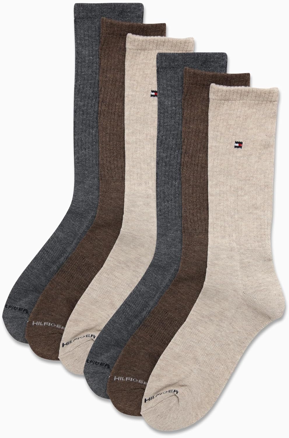 Tommy Hilfiger Mens Crew Socks - 6 Pack Cushioned Stretch Moisture Wicking Athletic Performance Running Socks for Men - Image 4