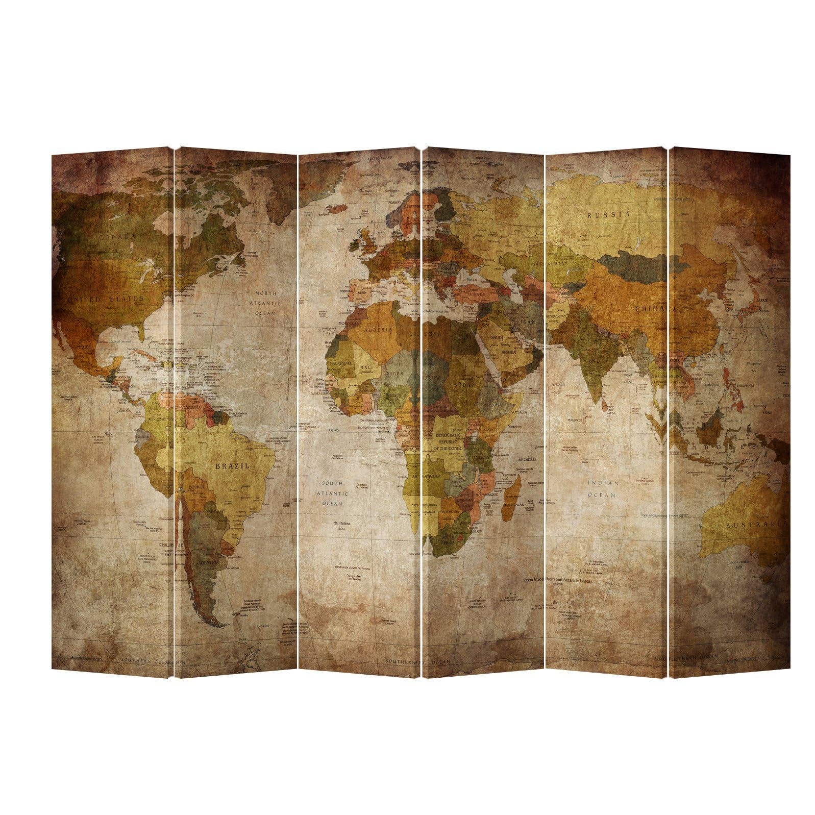 Paravent 3 Panneaux Déco – 120 X 180 Cm, Toile Imprimée Recto-verso, Design Moderne Et Amovible