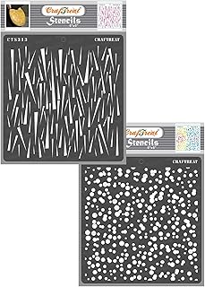 CrafTreat Pattern Stencils for Painting on Wood, Canvas, Paper, Fabric, Floor, Wall and Tile - Shards and Grimy Dots - 2 P...