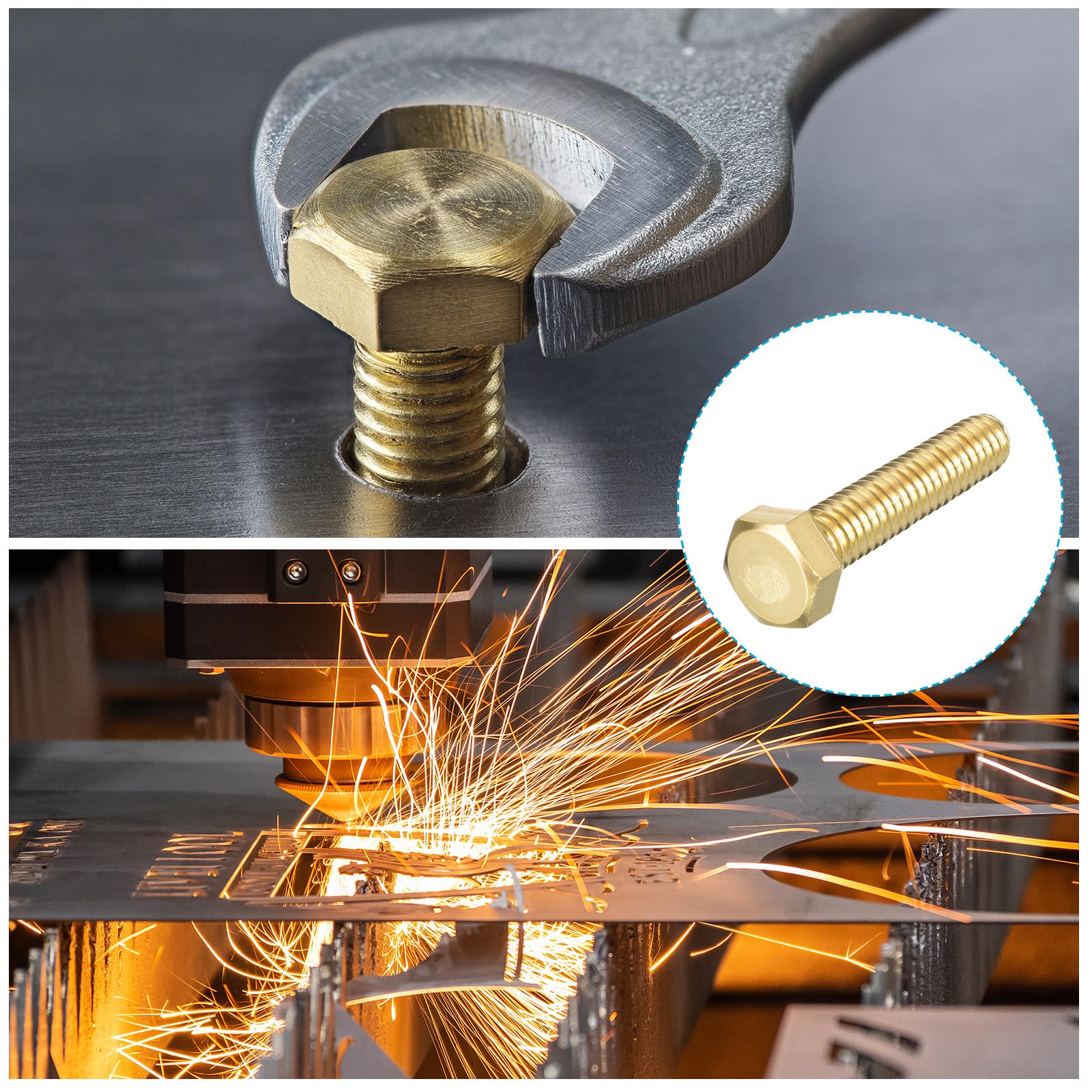 METALLIXITY Hex Head Screw Bolt (5/16-18x1-1/2") 5Pcs, Brass Fully Threaded Solid Brass Hex Bolts Machine Screws - for Machinery Repair - Image 4