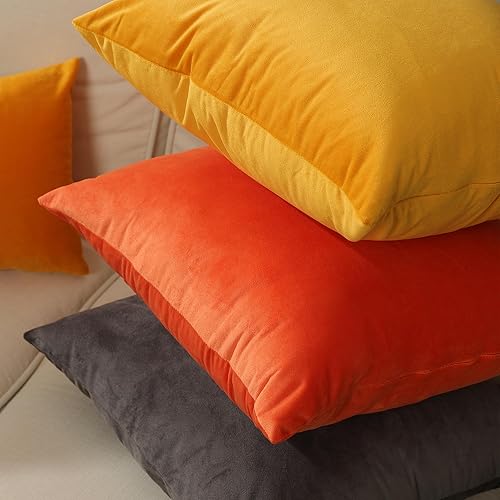 Miniatura 6 de Stellhome Fundas de almohada cuadradas de terciopelo suave para otoño, fundas de cojín decorativas de Halloween para cama, sofá, banco, 18 x 18