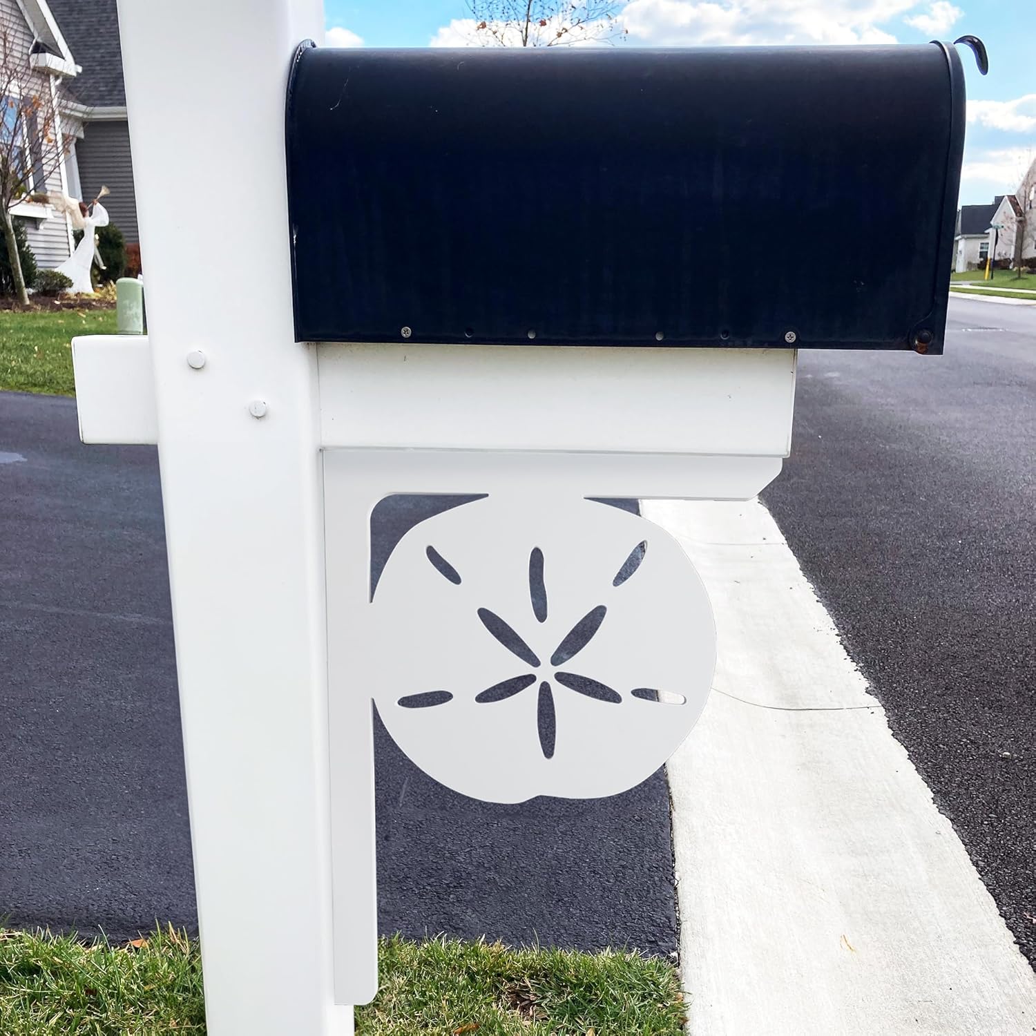 JennyGems Sand Dollar Mailbox Decorative PVC Decor and Porch Bracket, Outdoor Beach Coastal Decoration, 21 Inch, Made in USA