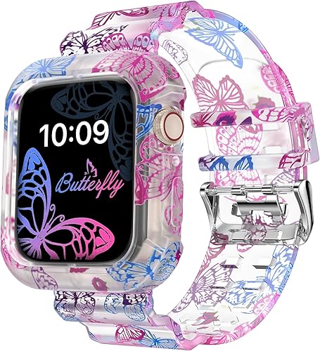 DABAOZA Compatible con Apple Watch Band transparente de 1.614 in 1.575 in 1.496 in 1.654 in 144.4 ft 1.772 in 1.929 in con funda, correa deportiva