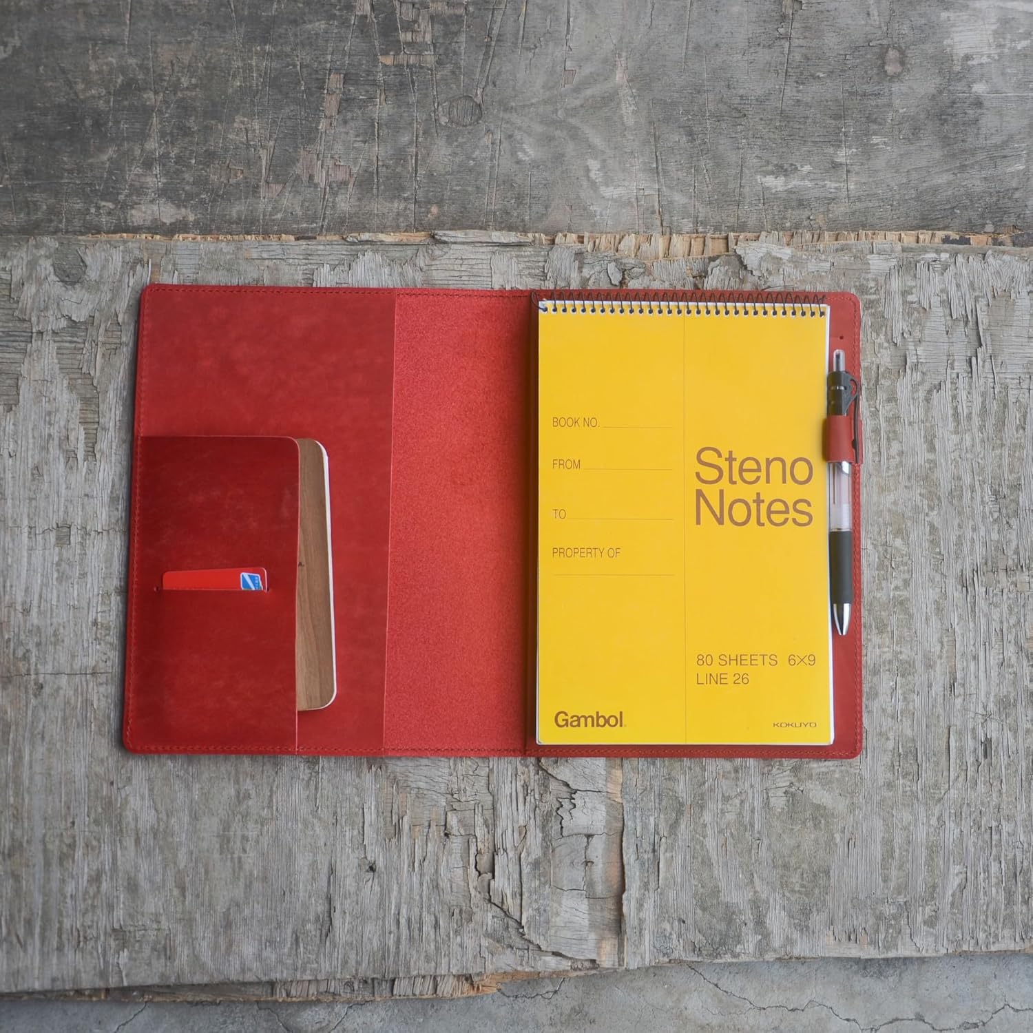 JJNUSA Leather Cover Compatible With Rocketbook Flip Executive 6" x 8.8", Steno Notes 6" x 9" Spiral Notebooks Distressed Genuine A5 Leather Cover (Red)