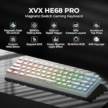 Amazon.com: x XVX HE68 Pro Rapid Trigger Keyboard 60% Percent,Hall