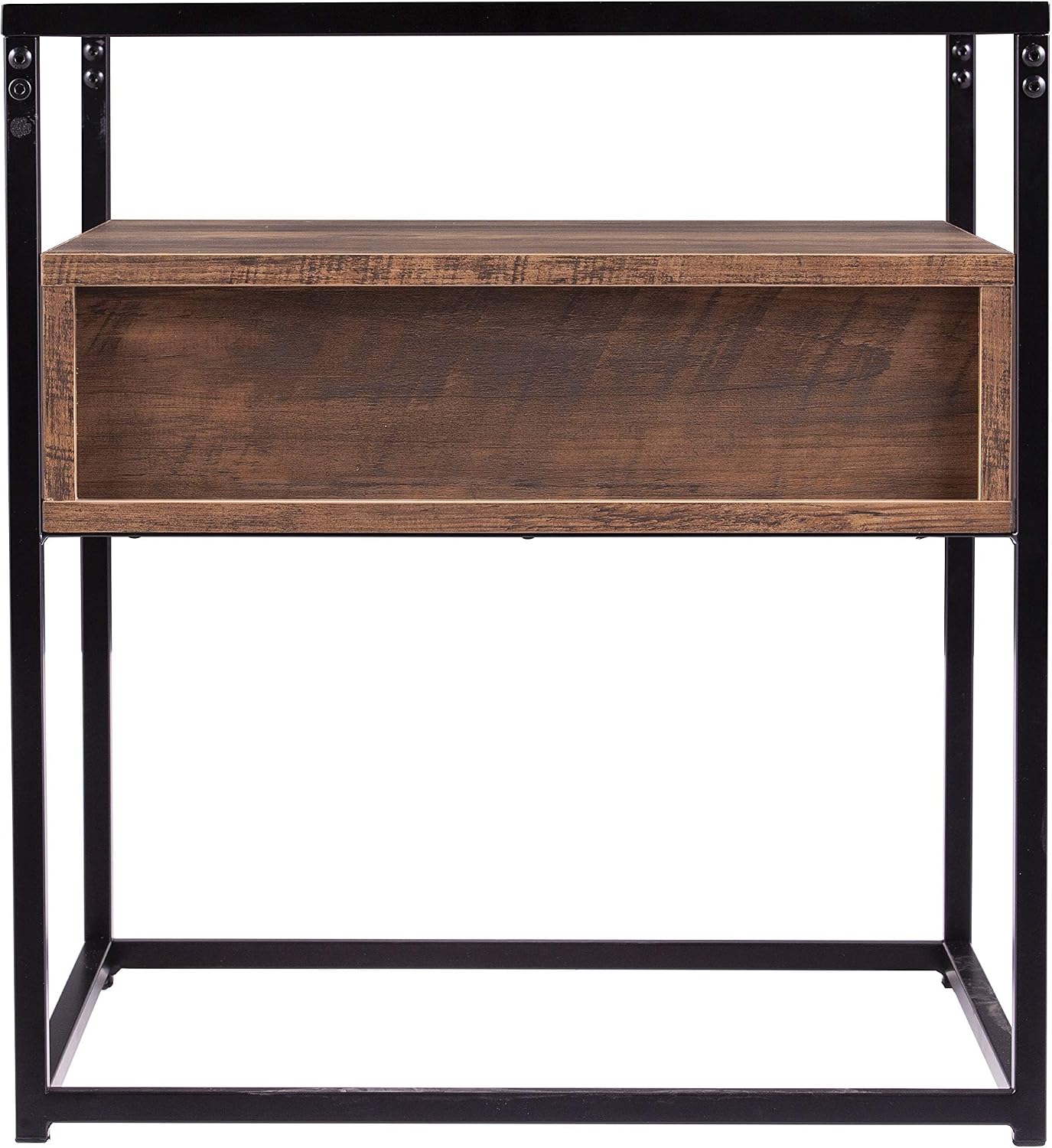SEI Furniture - Olivern Glass Top End Table with Storage - Transitional Design, Black Glass and Wood - Ideal for Living Room, Bedroom (OC1014106)