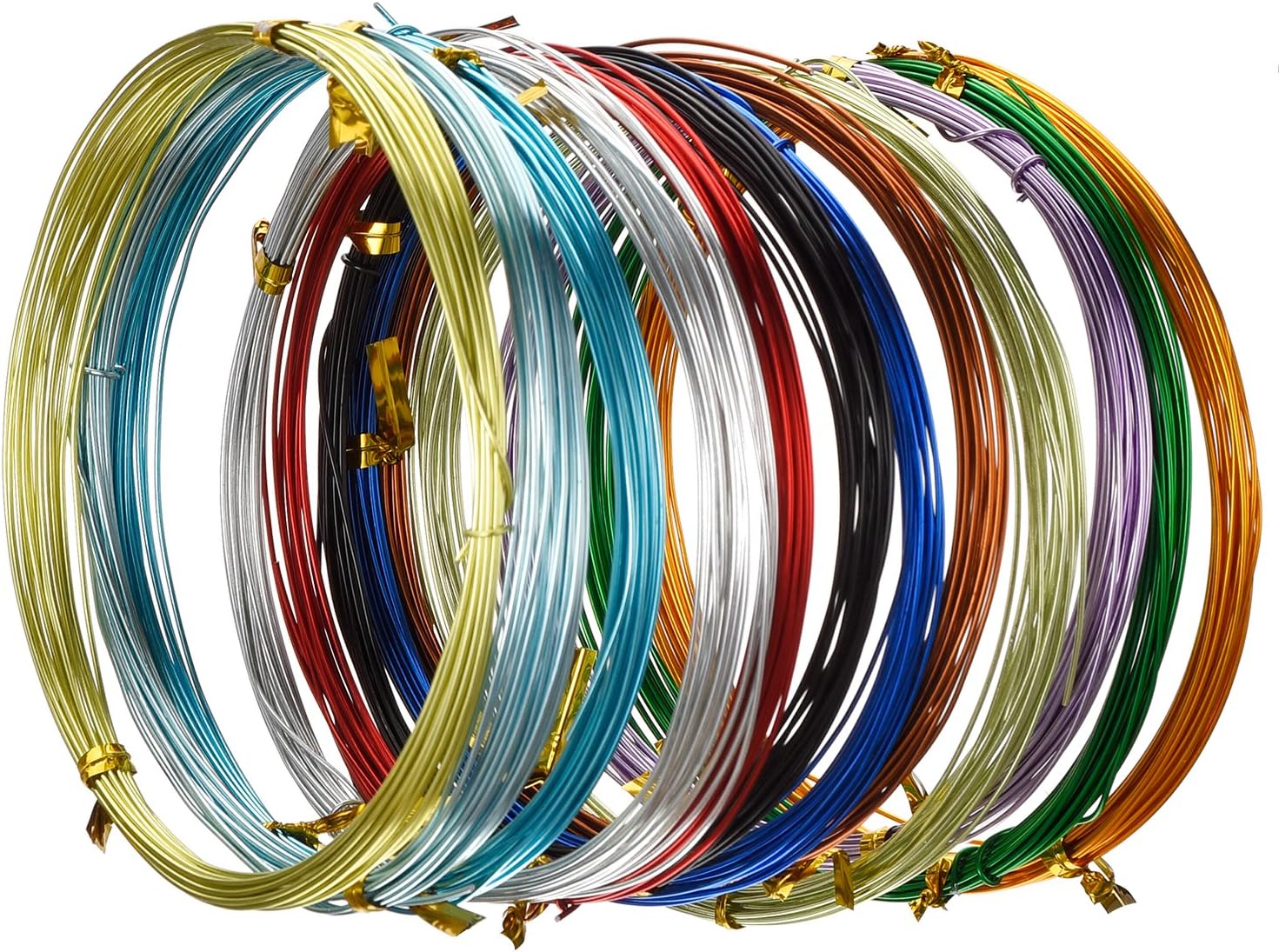 Hestya 12 Rolls Multi-Colored Aluminum Craft Wire, Flexible Metal Wire for Jewelry Making and Various Crafts, Each Roll 16.4 Feet (20 Gauge)