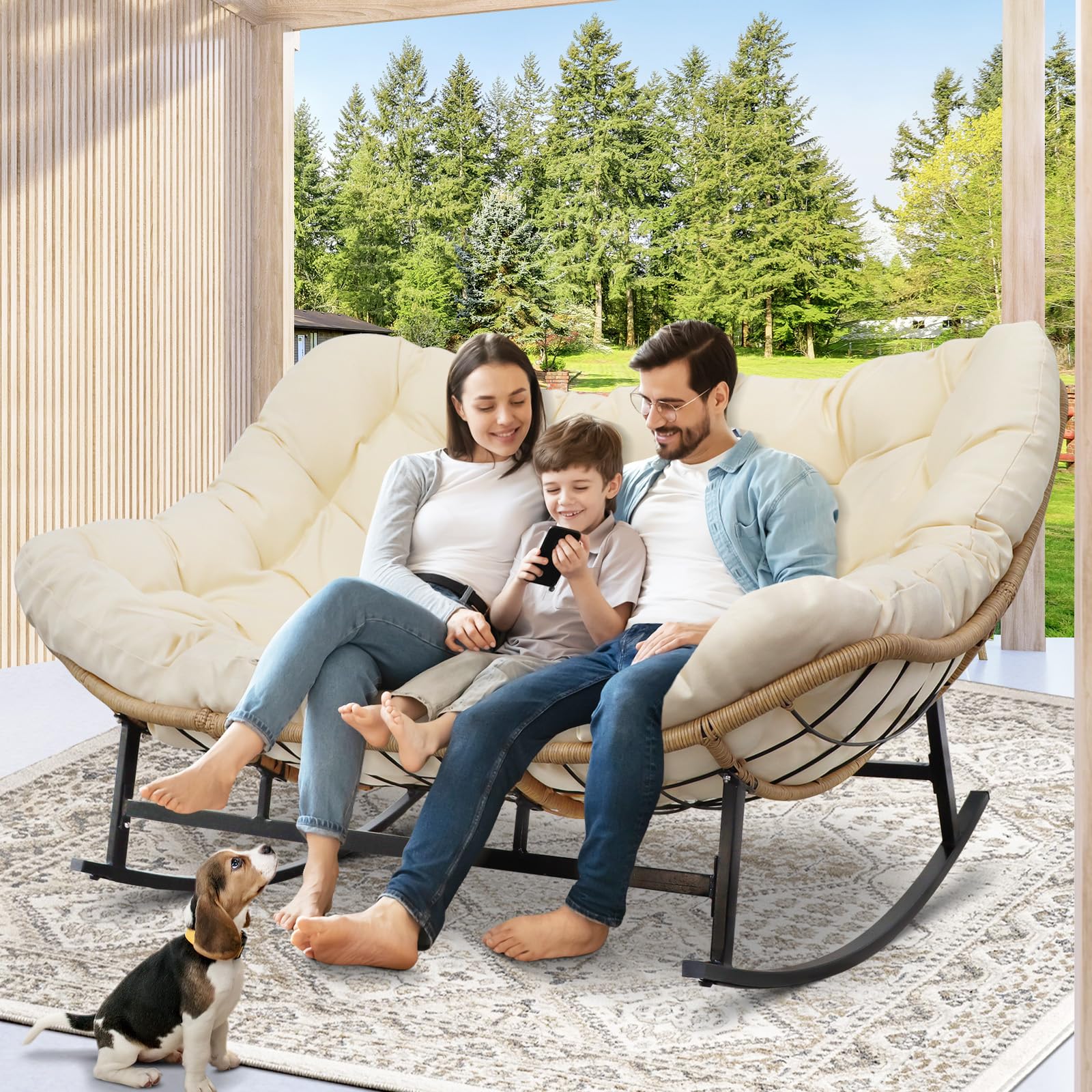Rocking Chairs Outdoor RADIATA Double Rocking Chair, Oversized Egg