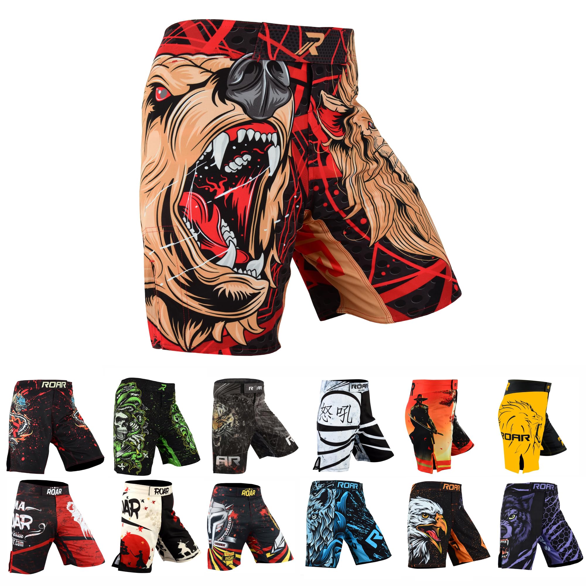 ROAR-INT MMA Fight Shorts Grappling Kickboxing Muay Thai Shorts BJJ Gym Training Running Athletic Wrestling Shorts
