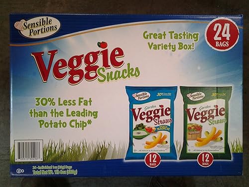 Sensible Portions Garden Veggie Straws Caja variada, 1 onza cada uno, 24 unidades