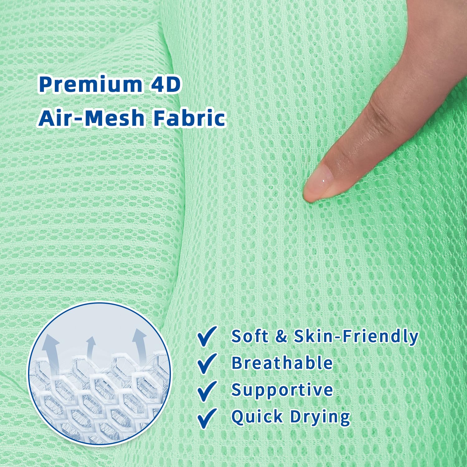 Bath Pillow, Bath Pillows for Tub Neck and Back Support, Bathtub Pillows for Head and Neck with 6 Strong Non-Slip Suction Cups, 4D Air Mesh, Bath Accessories Spa Gifts for Women(): Blue