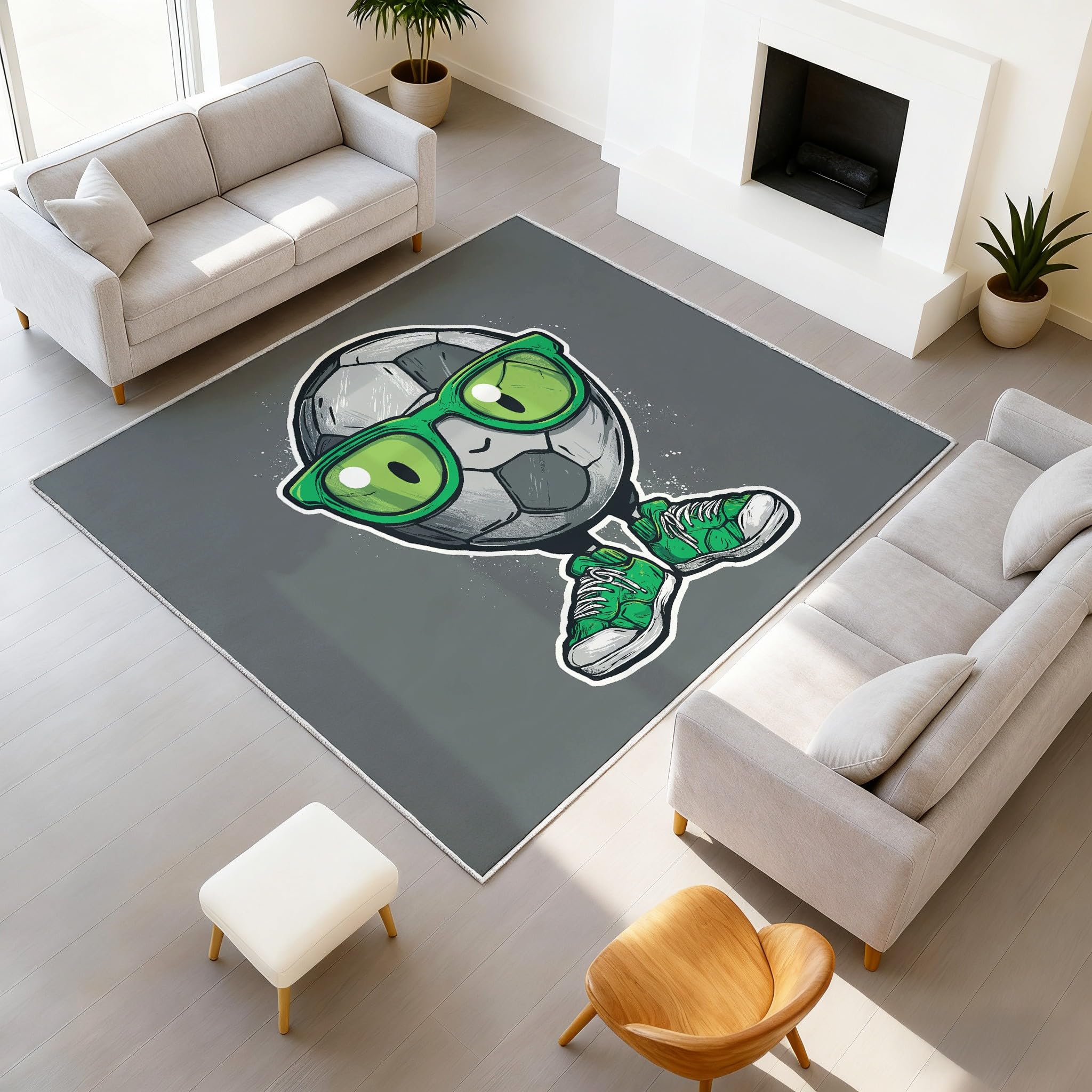 Tapis lavable à poil ras gris 120 x 180 cm avec dossier antidérapant