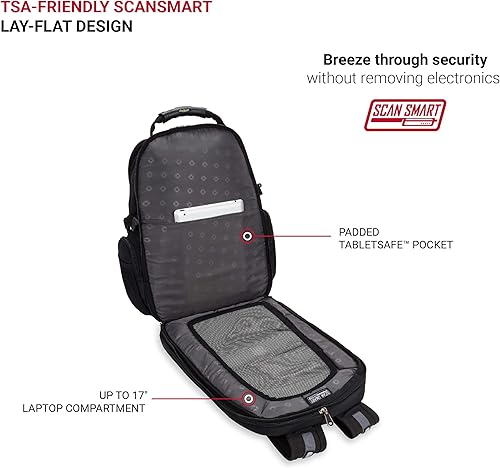 Miniatura 5 de SwissGear mochila de viaje para laptop ScanSmart (negrogris modelo SA1753)., NegroAzul marino talla única