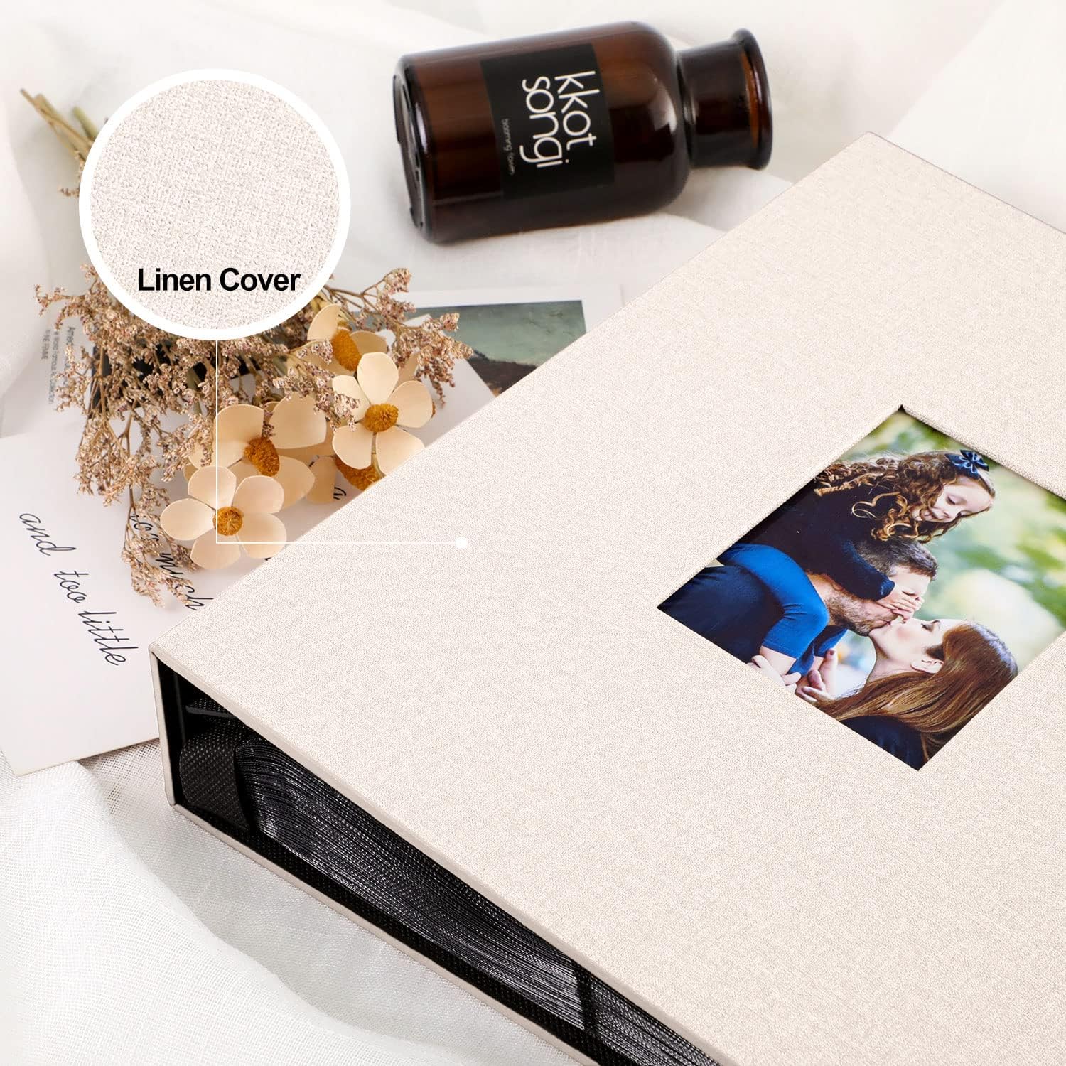 Ywlake Photo Album 4x6 1000 Vertical Pockets, Extra Large Capacity Linen Cover Picture Albums Holds 1000 Vertical Photos Only Beige