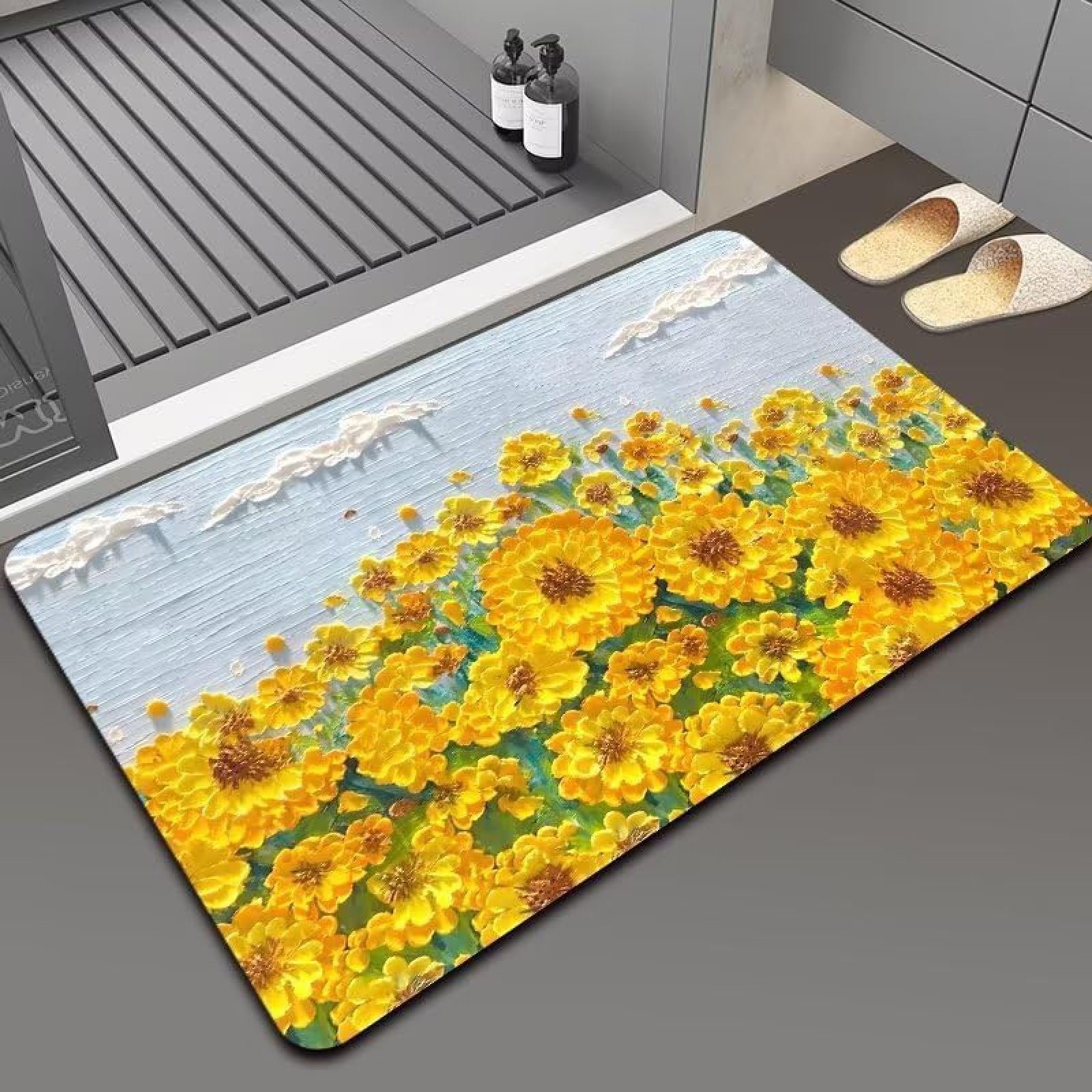 Tapis de salle de bain en diatomite 50x80cm ultra absorbant et antidérapant séchage rapide