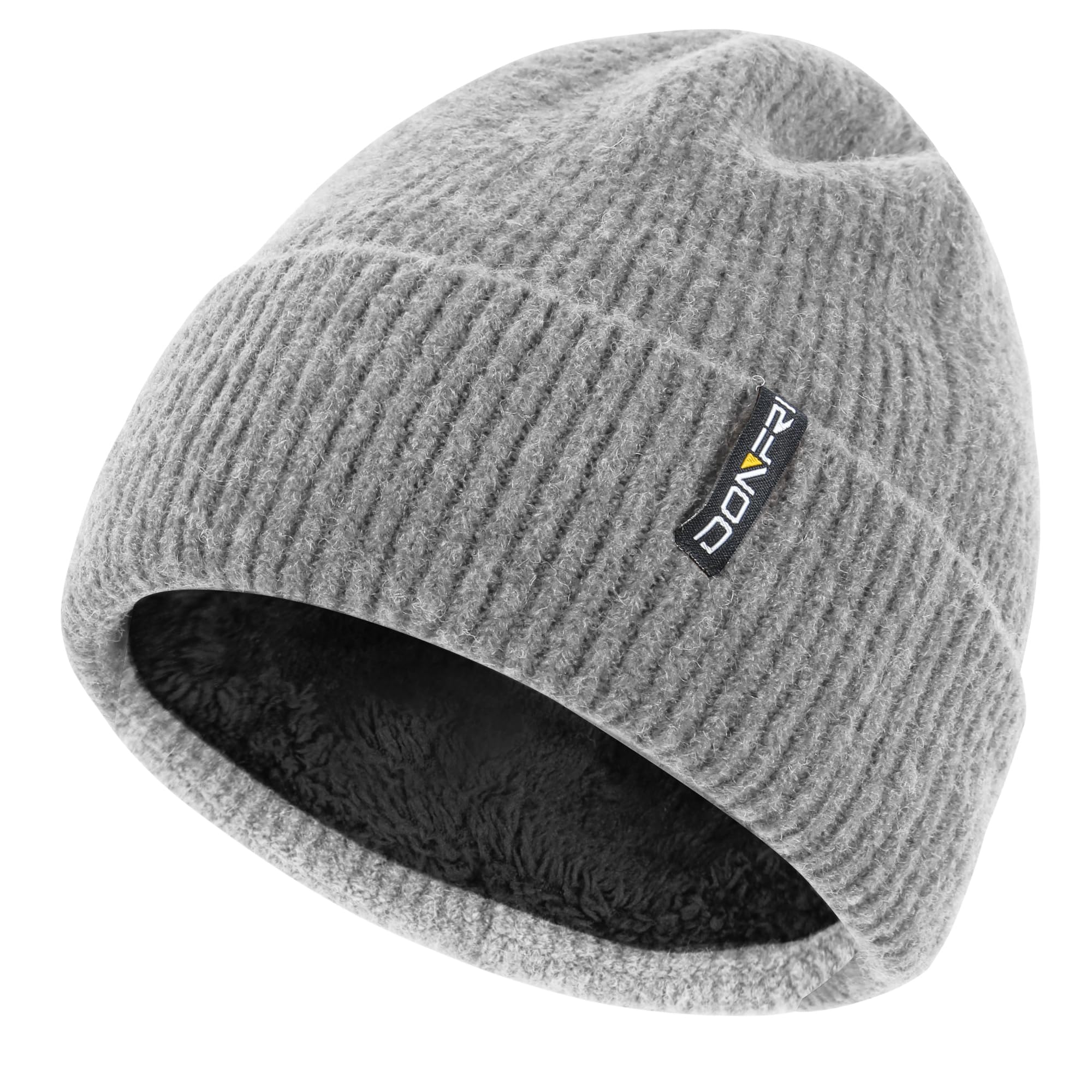 Donfri Wool Winter Beanie Hats Men Women Grey Fleece Lined Super Soft Warm for Winter Skull Knit Beanie Gift