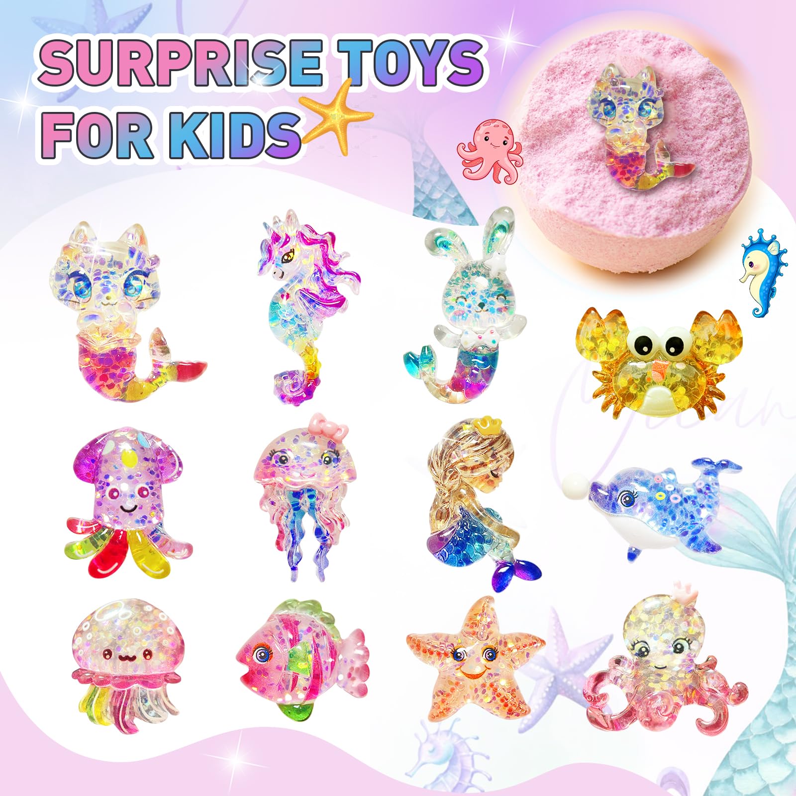 Kids Bath Bombs with Surprise Toys, 12-Pack Shea & Cocoa Butter Set