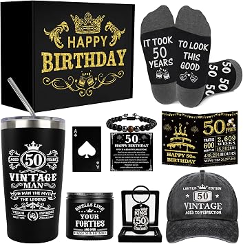 50th Birthday Gifts for Him Men Tumbler Set, Cool Gifts for 50 Year Old Man