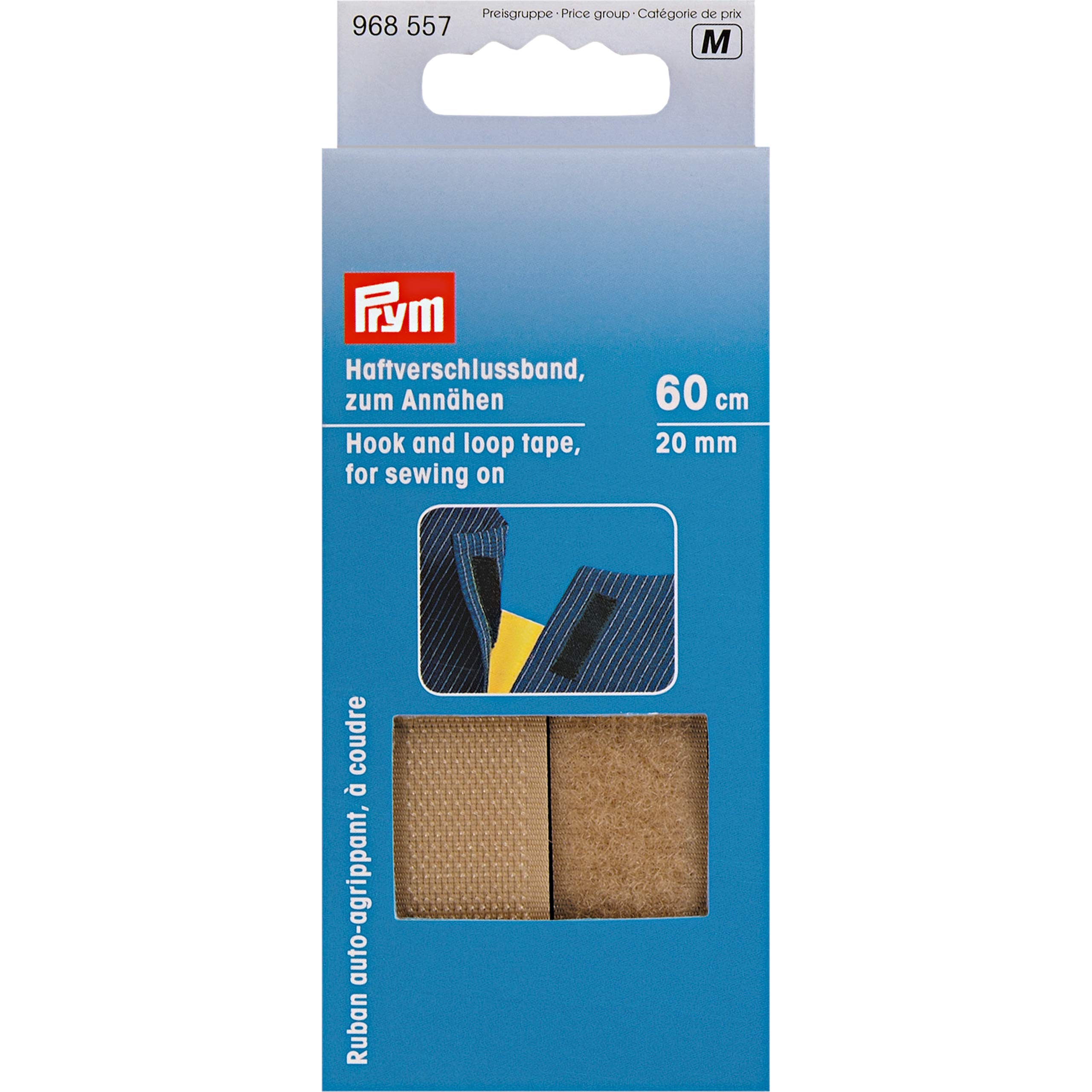 Prym 20 mm 0.6 m Hook and Loop Tape for Sewing-On, Beige