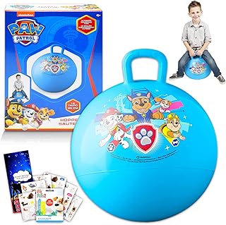 Paw Patrol Hopper Ball for Kids - Bundle with 15 Inch Paw Patrol Bouncy Ball with Handle, Stickers, and More (Paw Patrol Outdoor Toys)