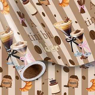LeZakaa A Tini Bit Older Wrapping Paper Roll for Martini Party Decorations Espresso Birthday Party Favors Gift Wrap for Martini Bachelorette, Coffee Tini Bar Bridal Shower, Anniversary, 17in x 16.4Ft