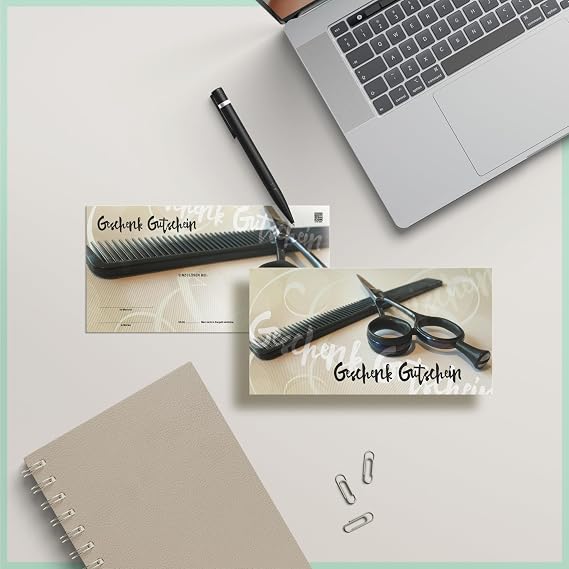 Voucher Set 50 x Vouchers + Envelopes for Hairdressers Hair Studios Hairdressers Service Providers Blank to Fill Yourself