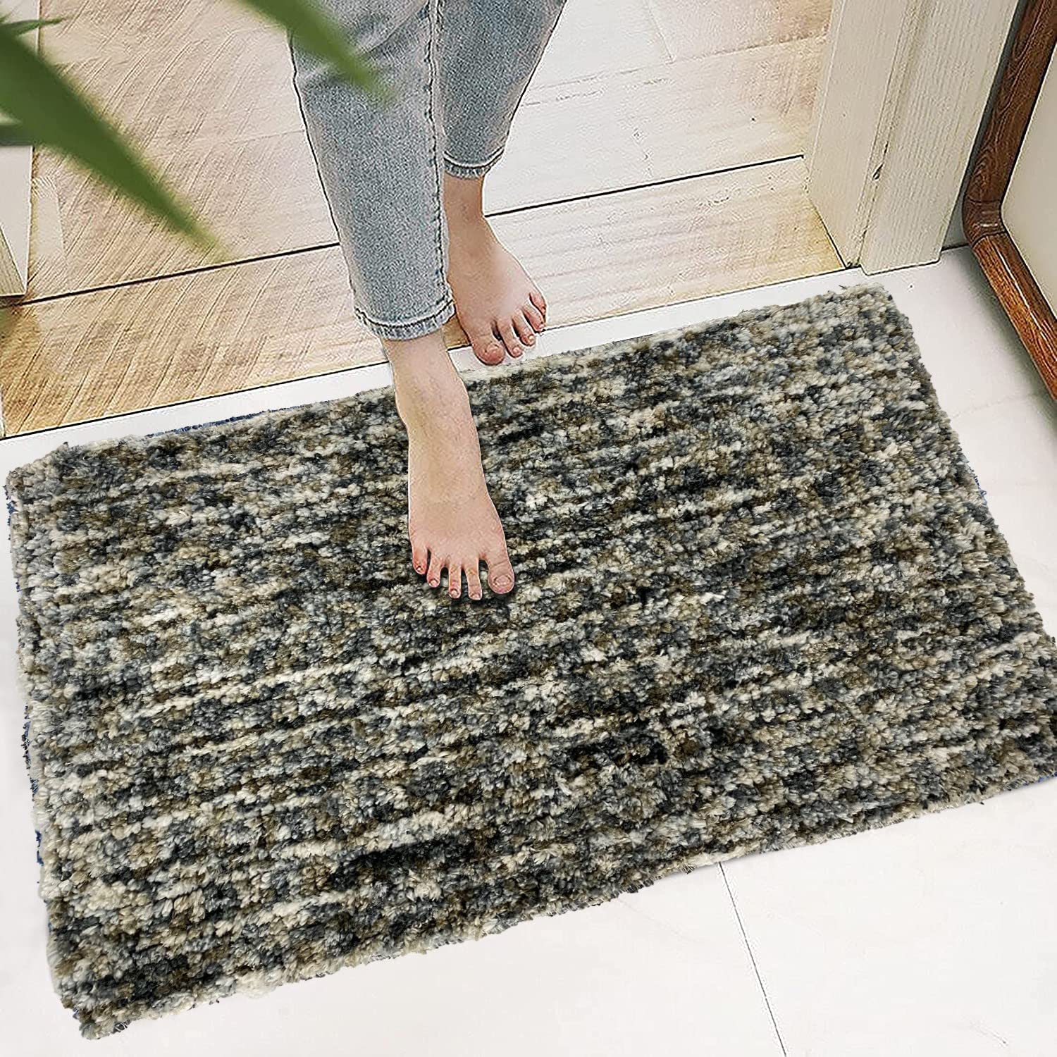 Status Microfiber Floor Door Mat in Home Kitchen Office Entrance Mats (38x 58cms) (Brown) (1, Grey)