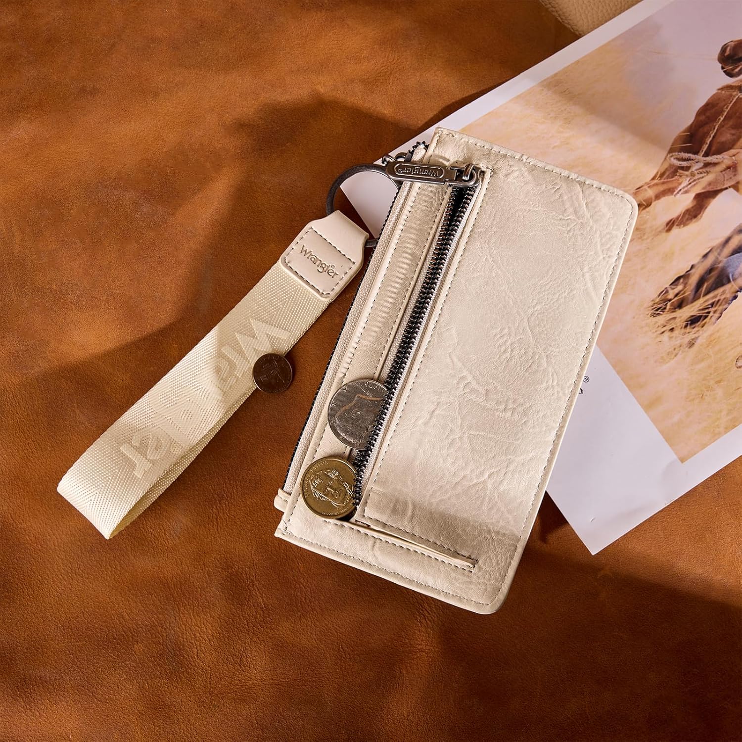 X Wrangler Western Wallet for Women Card Cases & Money Organizers Bifold Wallet Wristlet with Zipper Pocket - Image 3