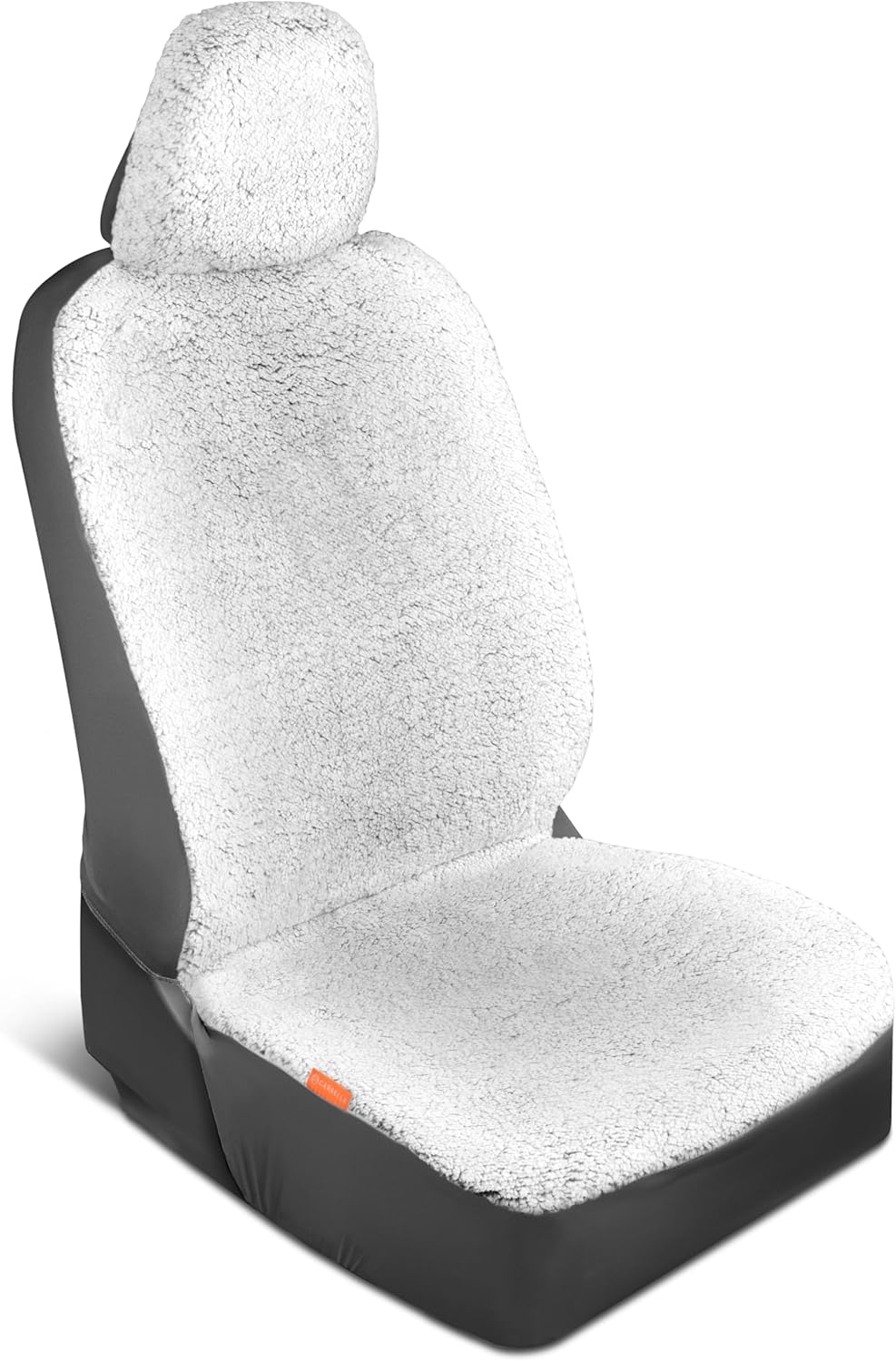 Carbella Sheepskin Car Seat Covers, 2-Pack Faux Fur, Front Seats Only, Cute Automotive Seat Covers For Cars (Black)