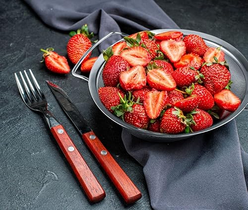 Miniatura 3 de Kafoor Colador grande de malla fina de 8 pulgadas con mango de goma termoplástica - Tamiz de malla fina de acero inoxidable - Ideal para colar