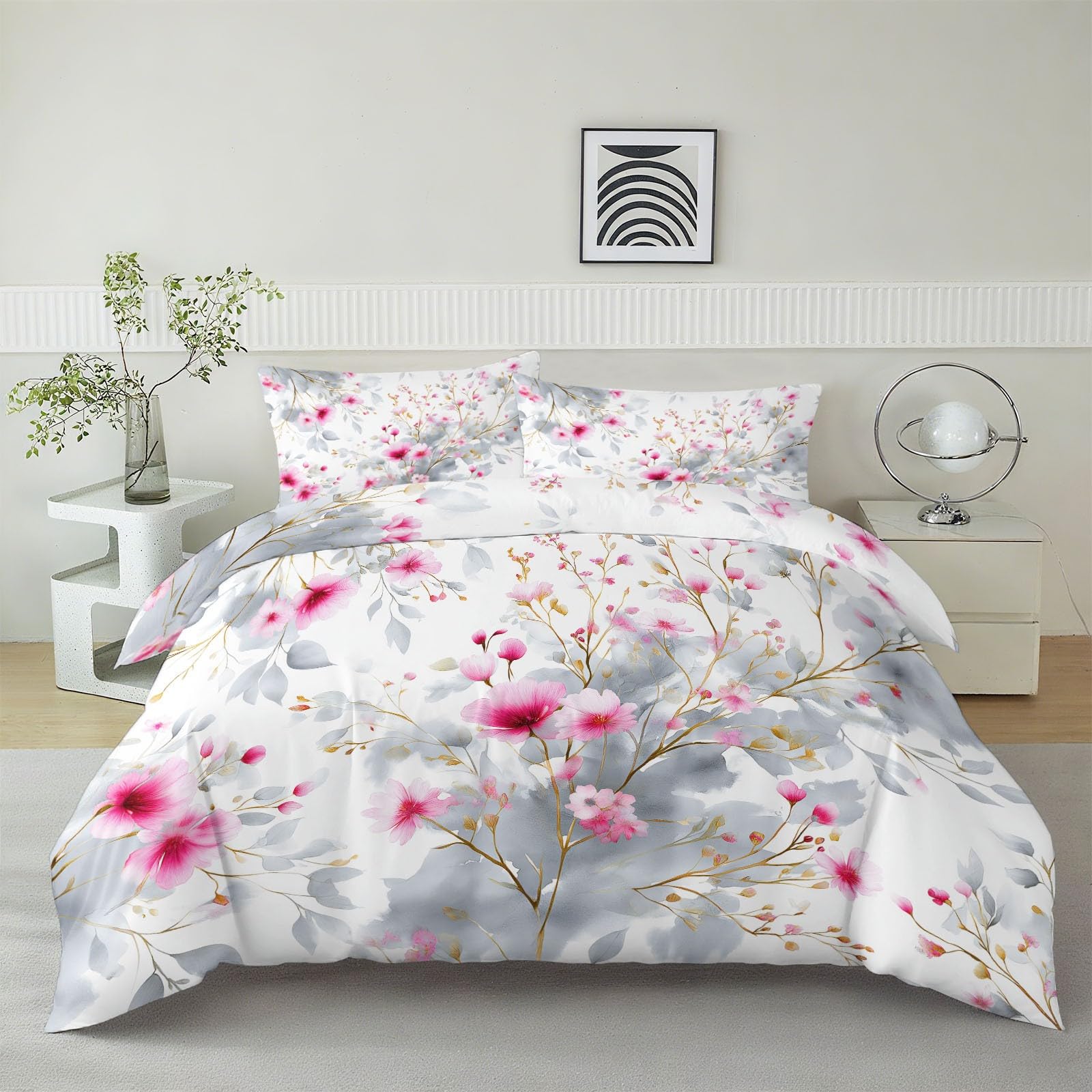 Genérico Dwustronna poszewka na kołdrę Ultra miękka, wygodna i oddychająca 3-częściowa poszewka na kołdrę, biała poszwa na kołdrę 180 x 220 cm z 2 poszewkami na poduszki na zamek błyskawiczny