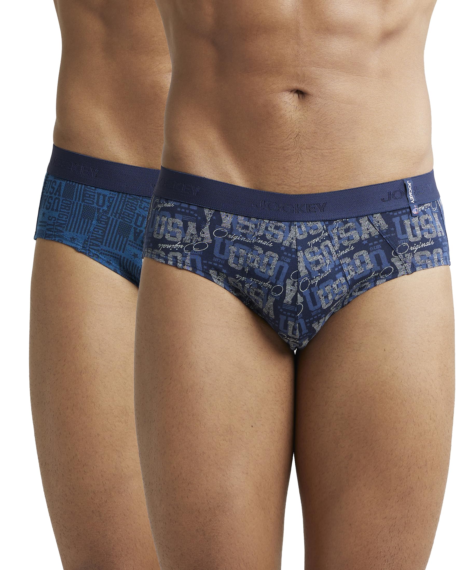 Jockey US52 Men's Super Combed Cotton Printed Brief with Ultrasoft Waistband (Pack of 2_Prints May Vary)