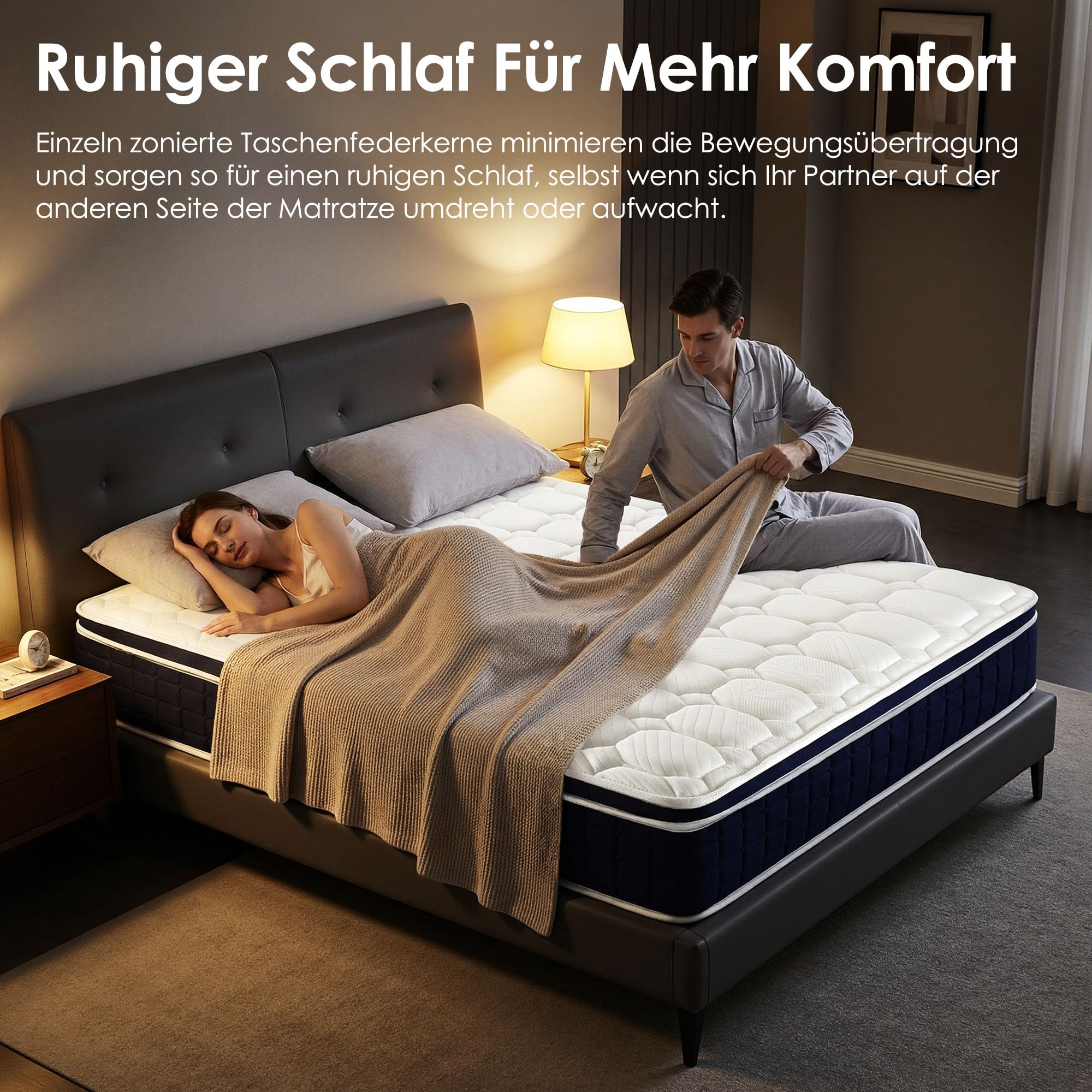 EDIMENS Matratze 140x200cm Taschenfederkern Matratze, H5 Mittelfest - Mit Komfortschaum Atmungsaktivem, 25 cm Höhe - 100 Nächte Probeschlafen - Für Boxspringbett, Polsterbett & Gästebett