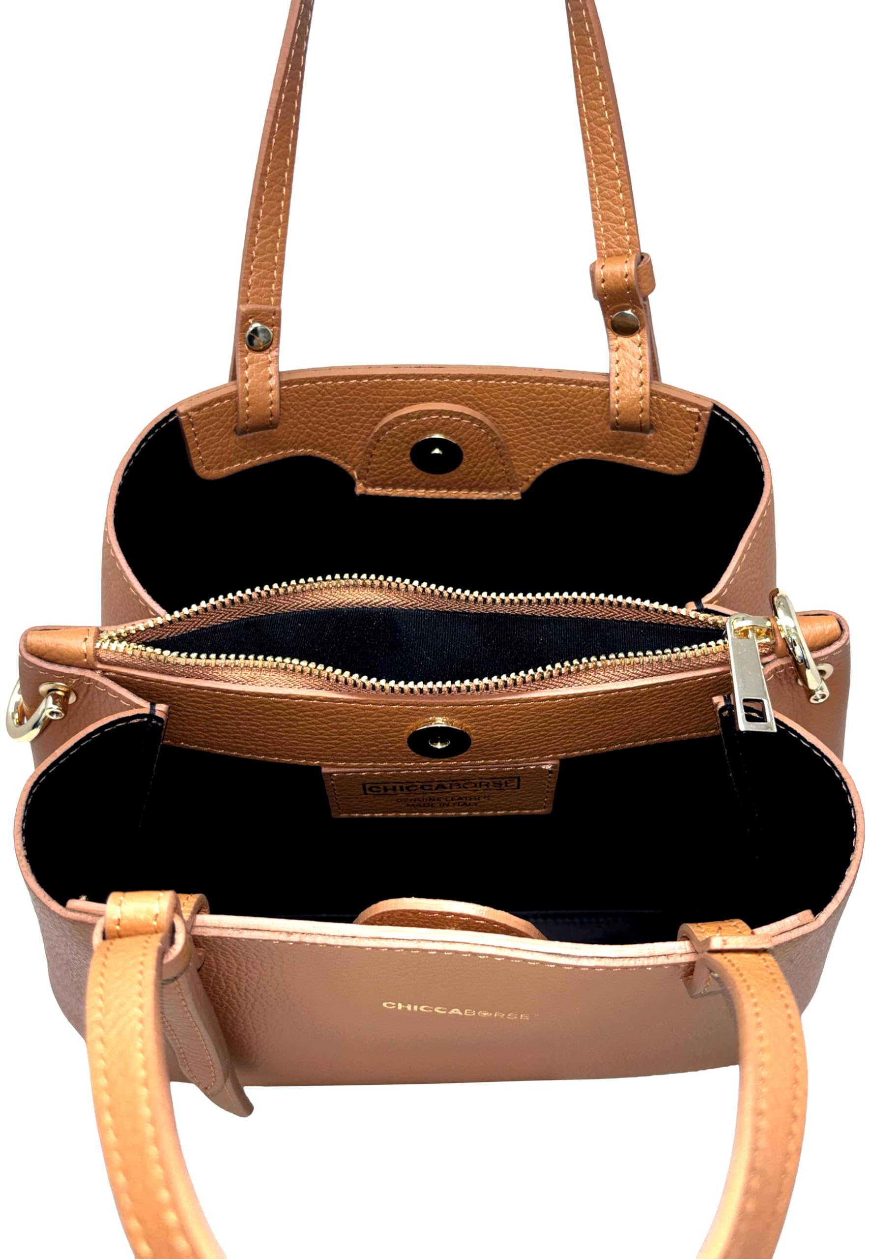 Chicca Borse Borsa a Mano Elegante da Donna in Pelle Martellata con Tracolla