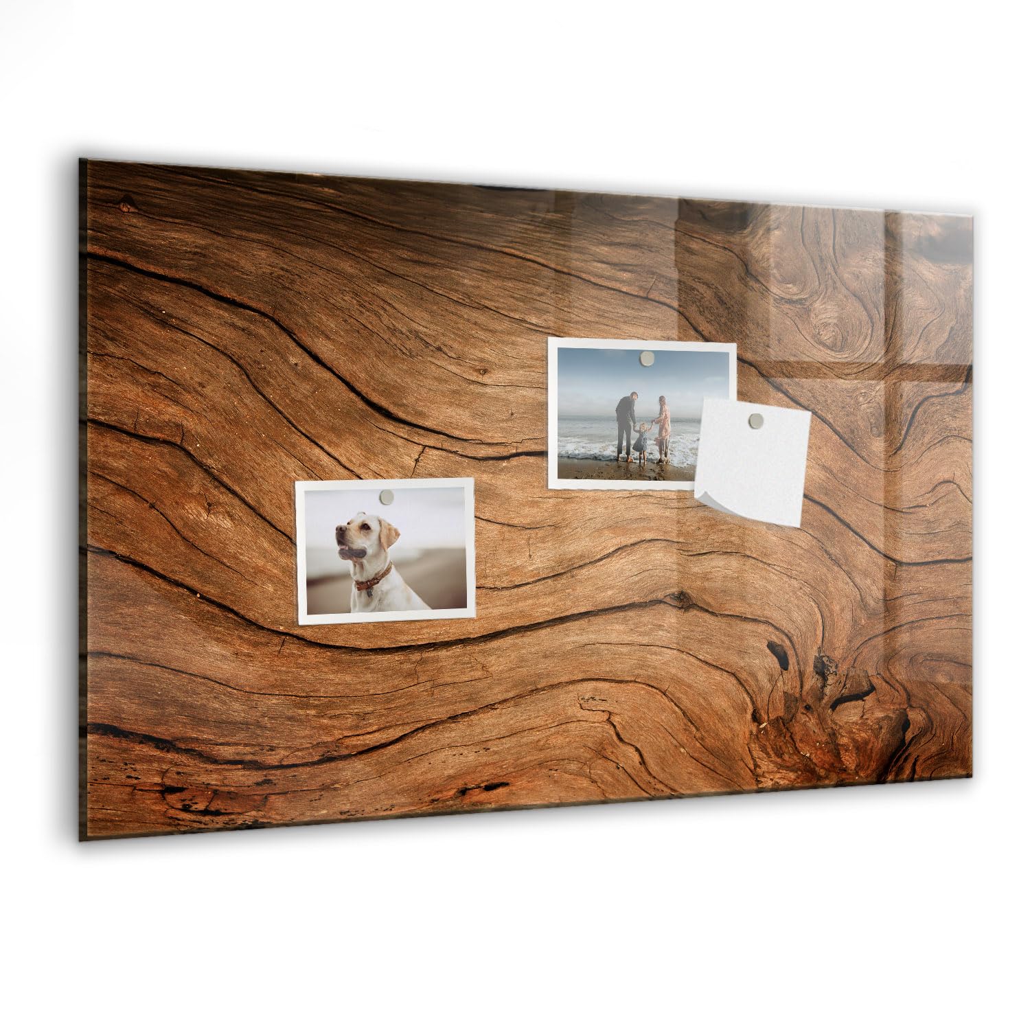 Magnettafel Glas Design | Neodym-Magnete + Marker & Schwamm inklusive | Kratzfeste Schreibfläche | Ideal für Organisation im Büro, Küche & Homeoffice- 60x40 - Altes Holz