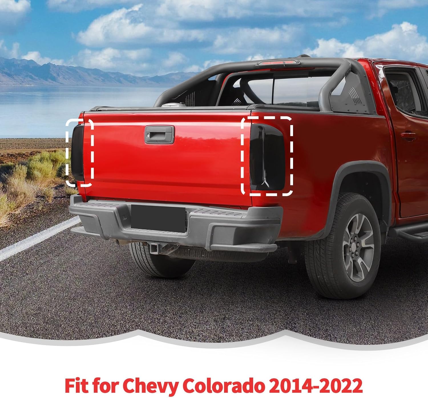 RT-TCZ Smoked Black Tail Light Lamp Cover Guard Trim Decoration Exterior Accessories for Chevy Colorado 2014-2022