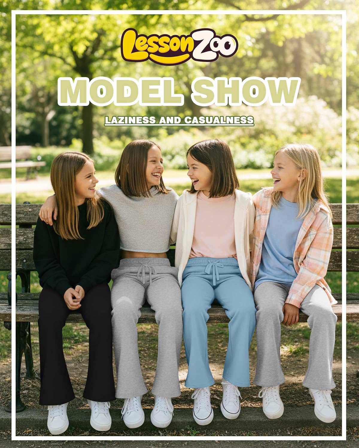 3 Pack Girls Sweatpants Flared Wide Leg Elastic Waist Drawstring Bell Bottom Casual Athletic Pants with Pockets