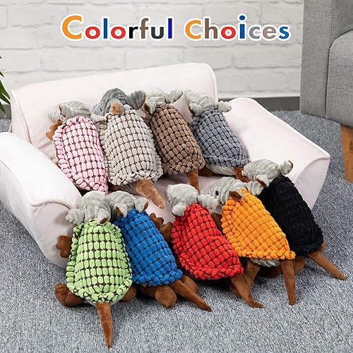 Miniatura 7 de Hollypet - Juguete de peluche con sonido chirriante, forma de armadillo, para masticar con dientes limpios, para perros pequeños, medianos y grandes
