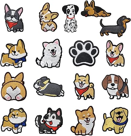 Amazon Co Jp Augoog お気に入り ワッペン 刺繍ワッペン アイロン アップリケ キャラクター かわいい セット こども 男の子 女の子 幼稚園 犬 17枚入り ホビー