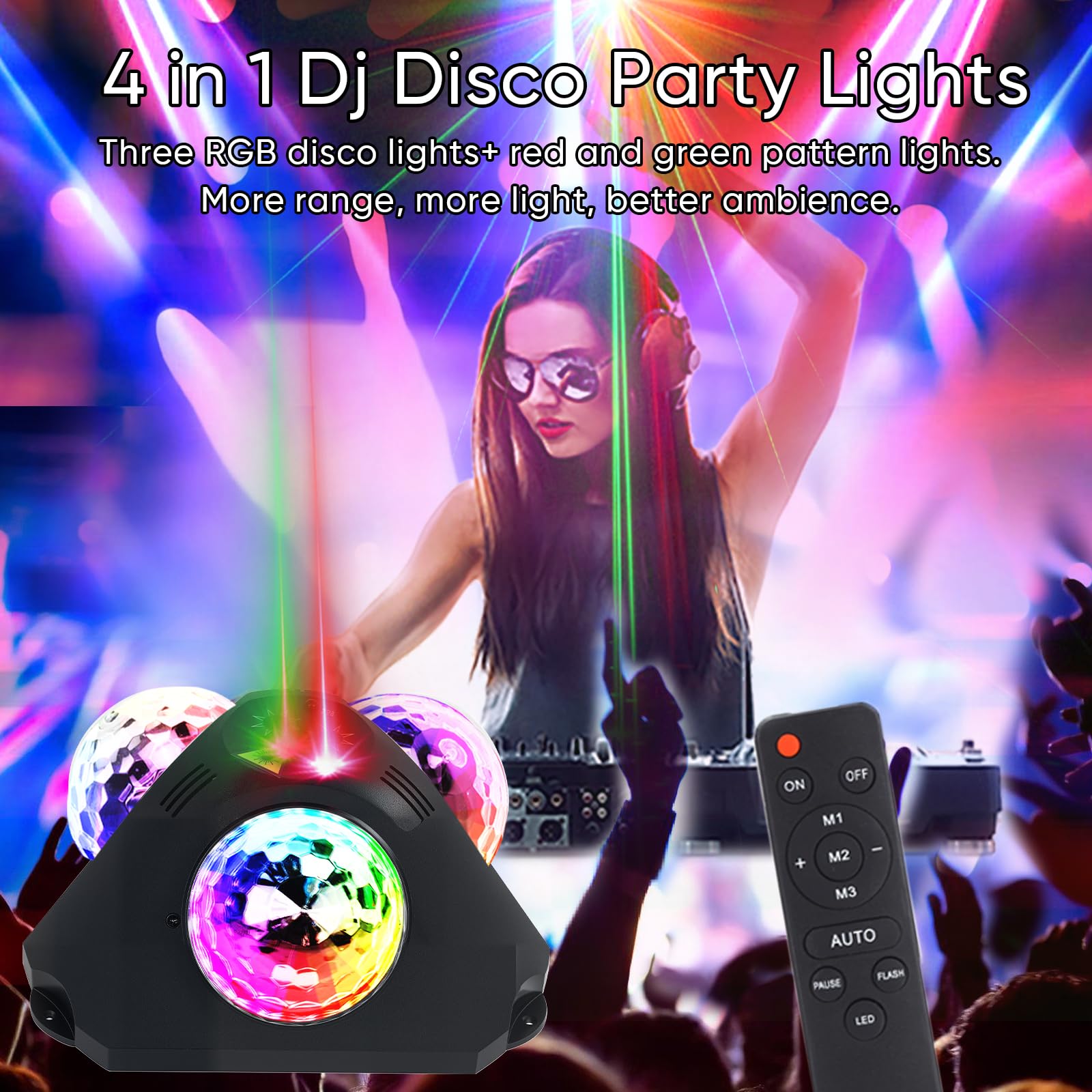 Discokugel,Partylicht,Disco Lights mit 3 Disco Bällen Sound-aktivierte Strobe-Effekt Disco licht mit 3M Steckerkabel für KTV,Zuhause,Kinder, Geburtstag, Hochzeit, Club,Halloween,Weihnachten