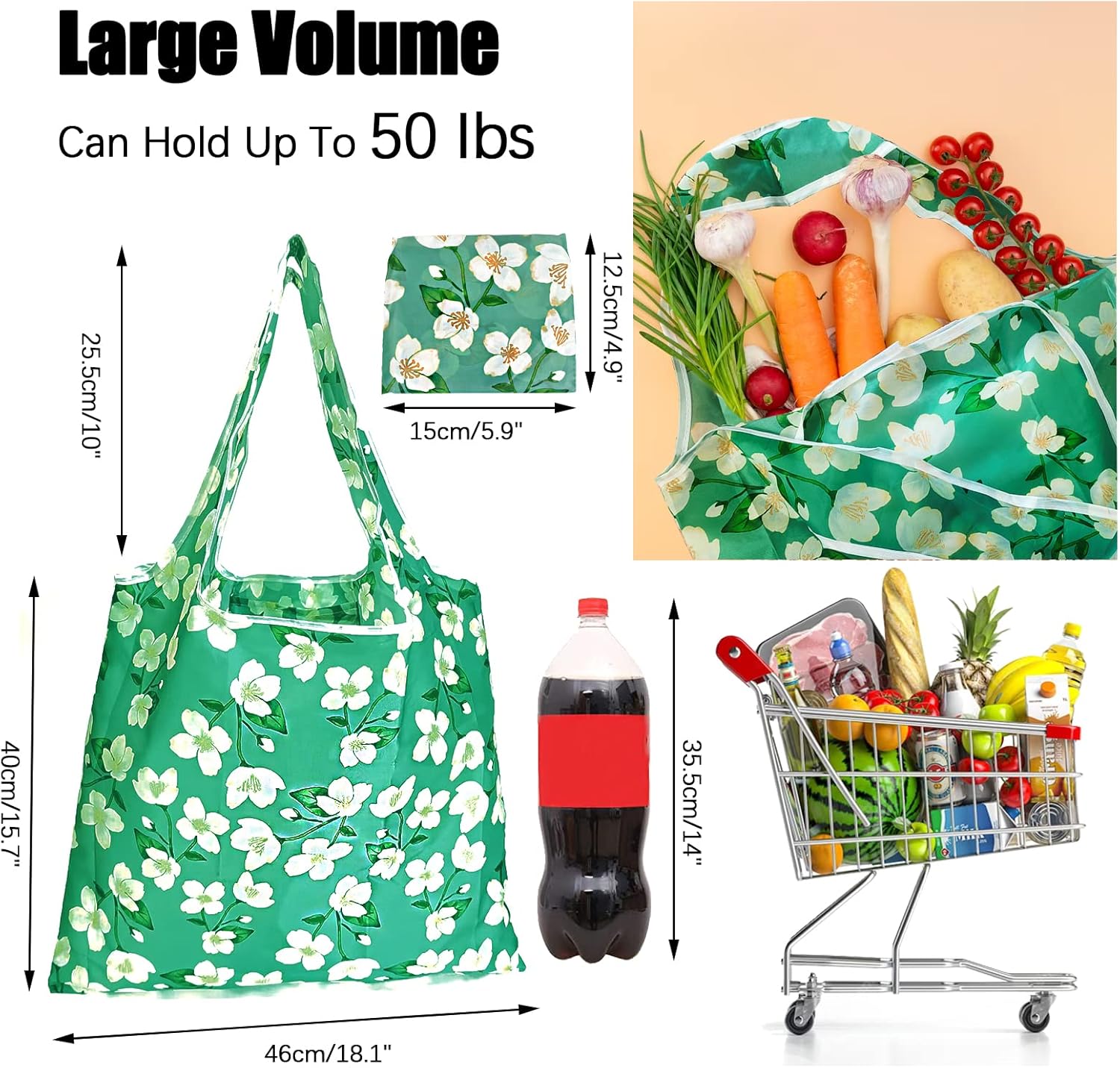 RUIPBOTE12 Pack Reusable Grocery Bag, Foldable Shopping Bag, Large Capacity Gift Tote Bag, Storage Bag for Groceries - Image 3
