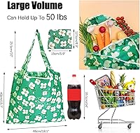 Vista 3 de Paquete de 12 bolsas de comestibles reutilizables, bolsa de compras plegable, bolsa de regalo de gran capacidad, bolsa de almacenamiento