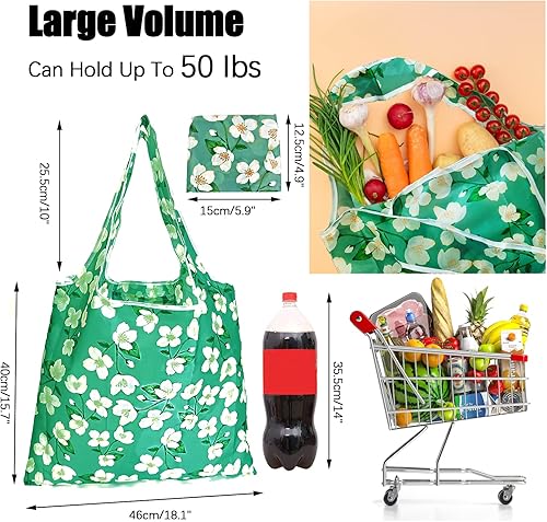 Miniatura 2 de RUIPBOTE Paquete de 12 bolsas de comestibles reutilizables, bolsa de compras plegable, bolsa de regalo de gran capacidad, bolsa de almacenamiento