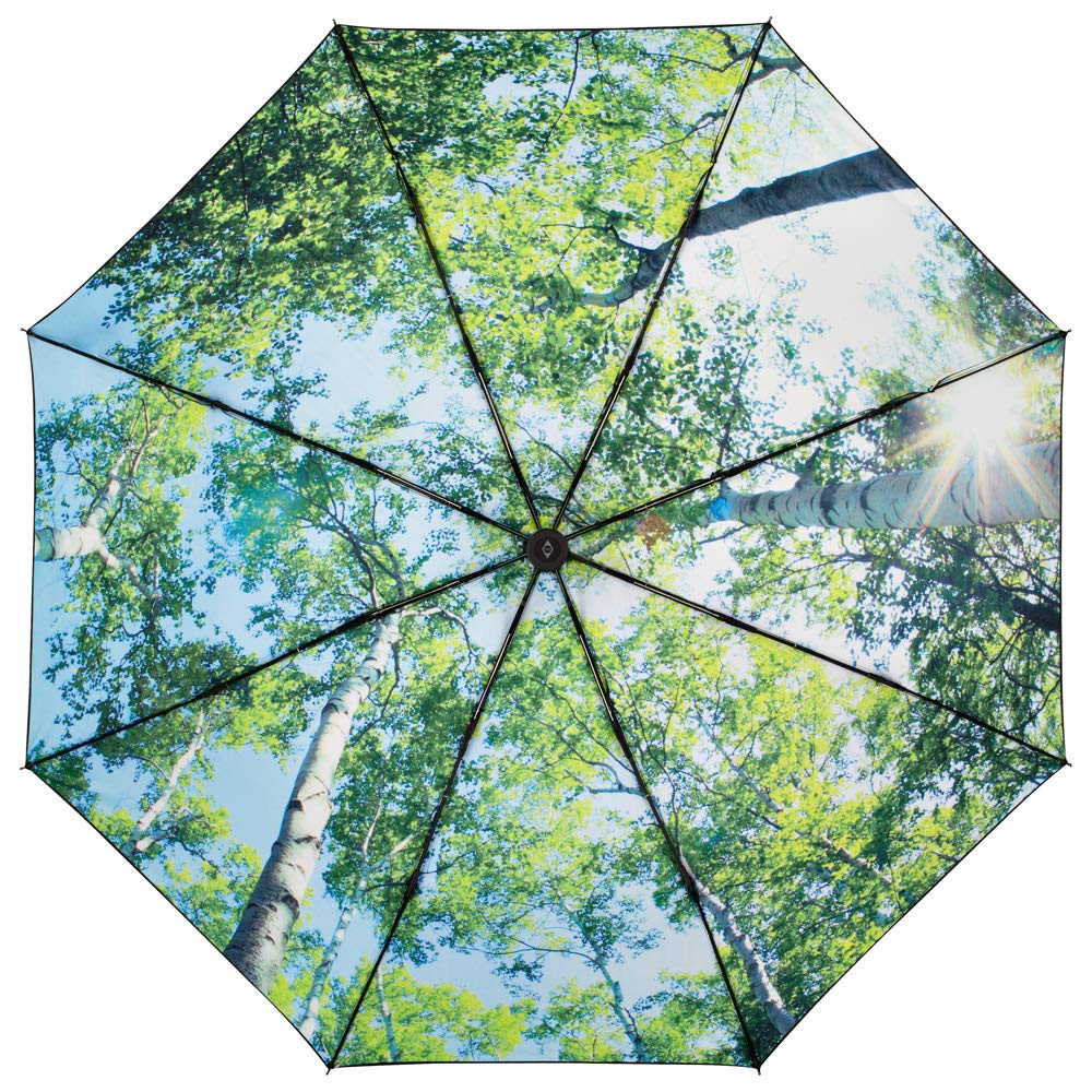 Fare Parapluie Pliant Compact Automatique Imprimé Forêt, Noir
