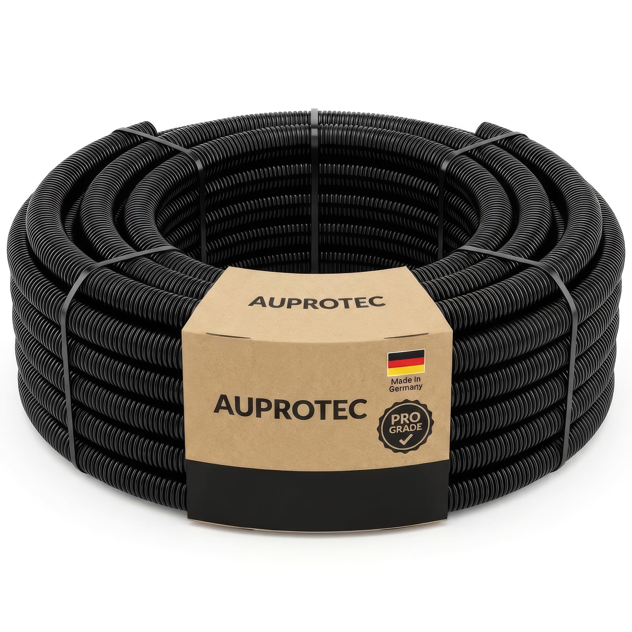 AUPROTEC Wellrohr geschlitzt NW 10 / Innen-Ø 10 mm, 50m, Schwarz | Polypropylen, PP-MOD, UV-beständig, Hitzebeständig, Kabelschutzschlauch, Innen- und Außenbereich