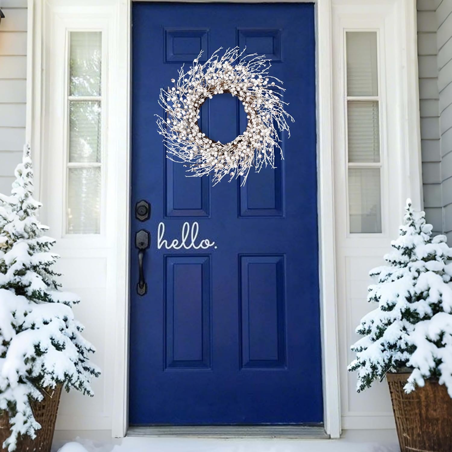 Winter Wreaths for Front Door 24 Inch Artificial Winter Wreath White Berry Wreath for Indoor Outdoor Window Wall Christmas Holidays